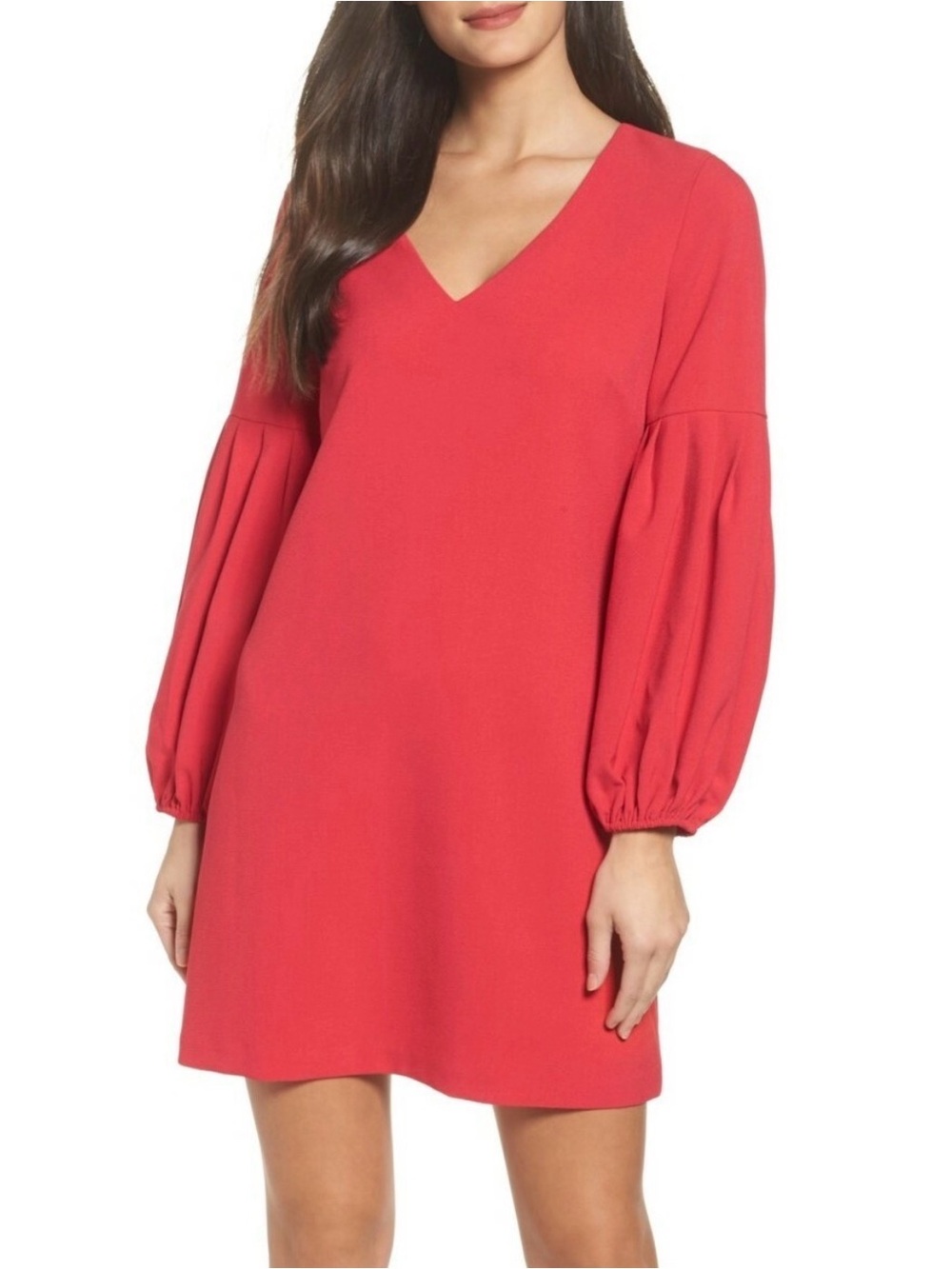 Nordstrom Hot Pink V-Neck Puff Sleeve Tunic